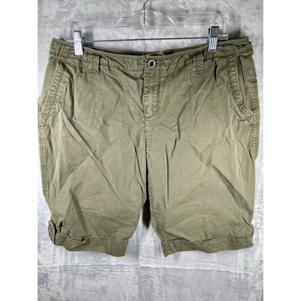 Old Navy Low Rise Olive Cuffed Hem Cotton Shorts with Pockets Sz 14 Y2K